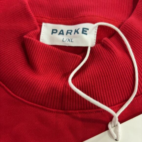 Parke Tops - PARKE Red Ribbed Mock Neck Sweatshirt